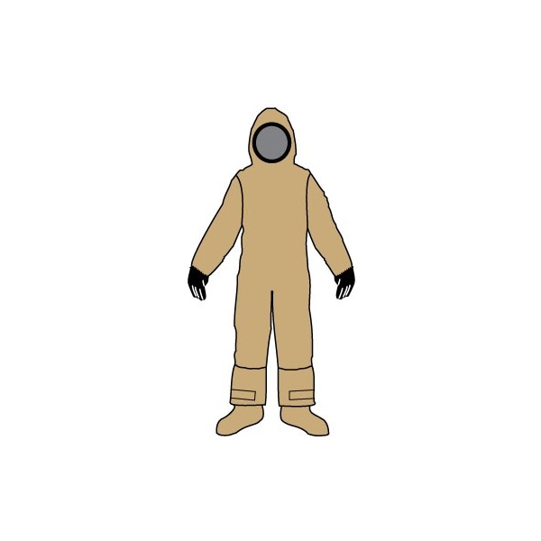 DuraChem 500 NFPA 1990 1994 Class 1 & 2 Certified Vapor Non Encapsulating Suit Coverall, Khaki, 4X